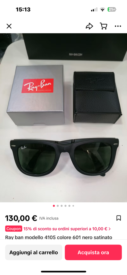 Rayban pieghevole 4105 nero opaco