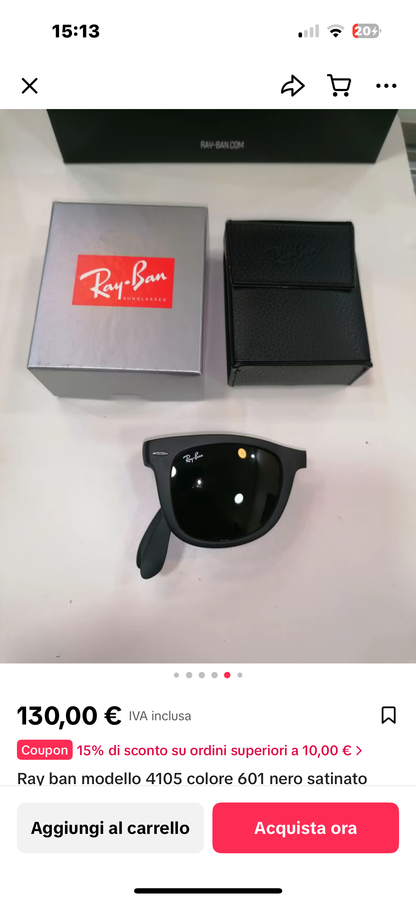 Rayban pieghevole 4105 nero opaco