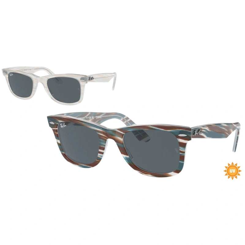 Ray-Ban RB 2140 Wayfarer 1407R5 Photo Striped Light Blue | Occhiale Da Sole Unisex
