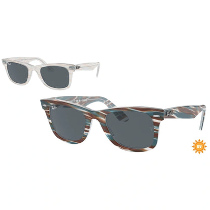 Ray-Ban RB 2140 Wayfarer 1407R5 Photo Striped Light Blue | Occhiale Da Sole Unisex